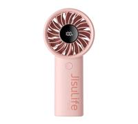 JISULIFE Mini Ventilatore Portatile da 3600 mAh, Ricaricabile USB Con Display Digitale, 5 Velocità del Vento, Ideale per Viaggi/Scuola/Ciglia-Rosa