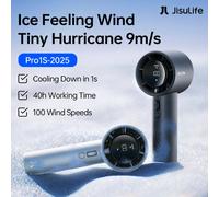 JISULIFE Nuovo aggiornamento ventilatore portatile Pro1S 2025,100 livelli, display a LED, 5000 mAh ricaricabile, elementi essenziali per i viaggi, ventilatore portatile personale