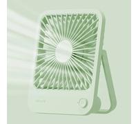JISULIFE Piccolo ventilatore da tavolo a batteria, 180 ° Ventilatore portatile pieghevole, ultra silenzioso regolabile a 4 velocità per viaggi in ufficio a casa 4500mAh Green