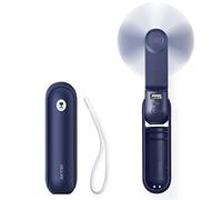 JISULIFE Portatile 3 in 1 Ventilatore, Power Bank, Torcia, Blu | Mini Refrigeratore Essenziale, Piccolo, Tascabile, Autonomia di 19 Ore, Spegnimento Automatico, Lama Morbida di Sicurezza