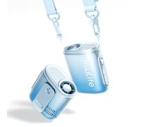 JISULIFE Ventilateur de taille portable, 100 vitesses, 40 000 tr/min, mini ventilateur personnel portable pour le cou, USB batterie 4 500 mAh 16 h, écran LED, cadeau de voyage en plein air - Blu