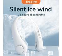 JISULIFE Ventilatore da collo portatile, batteria ricaricabile da 4000 mAh, 5 velocità regolabili, archetto da collo senza lama a mani libere girevole per lo sport
