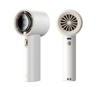 JISULIFE Ventilatore Portatile a Mano, Mini Turbo Ventilatore Regolabile in Velocità (1-100), Batteria Ricaricabile da 3600mAh Con Display Digitale,Viaggi/Campeggio/All'aperto-Bianco