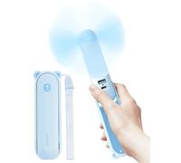 JISULIFE Ventilatore portatile con powerbank da 4500 mAh max 37 ore di autonomia, ventilatore portatile personale, tascabile, alimentato tramite USB, pieghevole e mini ricaricabile, silenzioso, blu