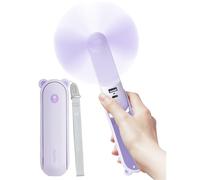 JISULIFE Ventilatore portatile da 4500 mAh max 37 ore di autonomia, ventilatore personale pieghevole, mini ricaricabile, silenzioso, viola