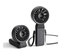 JISULIFE Ventilatore portatile Life7, potente ventilatore portatile con display LED, massimo 19,5 ore, 5000 mAh, 3 in 1 mano/scrivania/collo ventilatore, mini ventilatore da viaggio (nero)