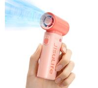 JISULIFE Ventilatore Portatile, Mini Ventilatore Ricaricabile USB, 3600 mAh Ventilatore per Trucco Personale/Ciglia, Ventilatore Tascabile Portatile con 5 velocità, per Donne Uomini Viaggia Rosa