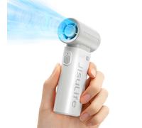 JISULIFE Ventilatore Portatile, Mini Ventilatore USB Ricaricabile, 5000 mAh Ventilatore per Trucco Personale/Ciglia, 5 Velocità Ventilatore Portatile con per Donne Uomini, Viaggi, Campeggio Grigio