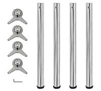 Jisuvortex 4 gambe cromate regolabili in altezza, 710 mm, robuste gambe per mobili per scrivania, tavolo da pranzo, piano di lavoro, con fissaggio e viti per un facile montaggio e protezione del