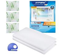 JIT-FUNG Zanzariera per Finestre, Tagliabile alla Misura 250 * 155 cm, Rete a Maglia Fine può Bloccare gli Insetti senza Forare, con Nastro Gancio Autoadesivo e Taglierina (Bianco, Set da 2)