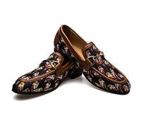 JITAI Scarpe da Uomo in Pelle con Motivo Stampato Scarpe da Uomo con Mocassino Slip-on Pantofola per Fumatori Fannullone Casual, Marrone 04, 44 EU (11 UK)