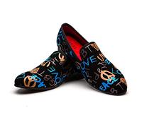 JITAI Scarpe da Uomo in Pelle con Motivo Stampato Scarpe da Uomo con Mocassino Slip-on Pantofola per Fumatori Fannullone Casual, Nero 09, 42 EU (9 UK)