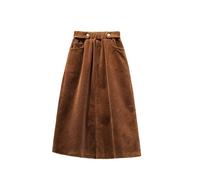 JITEM Gonna Midi in Velluto a Coste a Linea A a Vita Alta Elastica da Donna Gonna Lunga Casual Ampia Autunno e Inverno Taglie Forti