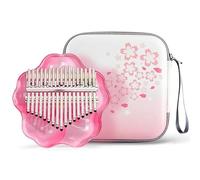 JITEM Pianoforte Kalimba a 17 tasti a forma di fiore di ciliegio Pianoforte per dita in acrilico con custodia, martelli per accordatura, adesivi per chiavi, panno per la pulizia