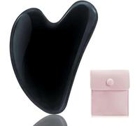 JITIFAZH Guasha Board Massage Tool Heart Shape Jade per viso, occhi, collo per la cura della pelle, bellezza e rilassamento dei muscoli del corpo (nero)