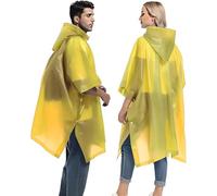 JITIFAZH Poncho antipioggia per uomo/donna, 2 pezzi, impermeabile, riutilizzabile, leggero, con cappuccio con coulisse, poncho di emergenza portatile per attività all'aperto in famiglia, Giallo