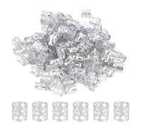 JITNGA 50 Piezas De Accesorios Para Rastas Cierre De Rastas De Aluminio Puños De Metal Ajustables Cuentas Para Trenzas Joyería Para El Cabello Para Desfiles De Moda Fiestas (Plata)