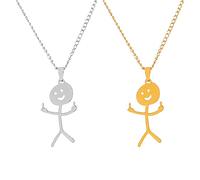 JITNGA Collar De Garabato Divertido, Collar De Dedo Sonriente, Collares De Gestos De Mano, Collar De Cara Sonriente Para Hombre, Cadena Colgante Que Combina Para Hombres Y Mujeres (Oro Y Plata)