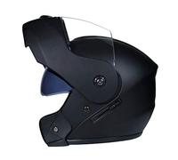 Jitong Casco Moto Integrale Doppia Visiera Caschi Modulare Donna Uomo Caschi Apribili Leggero per Moto Scooter - Nero opaco | Trasparente, XL