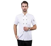 Jitong Giacca da Cuoco Manica Corta da Uomo Traspirante Uniforme da Lavoro per Pasticcere Pizzaiolo Camerieri