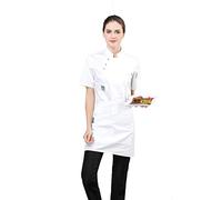 Jitong Giacche da Chef Uomo Camici da Lavoro Manica Corta Giacca Cuoco Estiva Giacca Pizzaiolo Confortevole - Bianca, L