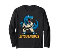 Jitsusaurus Funny Dinosaur Brazilian Jiu Jitsu Blue T-Rex Maglia a Manica