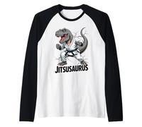 Jitsusaurus Funny Dinosaur Brazilian Jiu Jitsu T-Rex White Maglia con Maniche Raglan