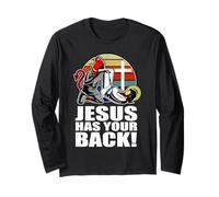 Jiu Jitsu brasiliano Gesù ti guarda le spalle Divertente BJJ Maglia a Manica