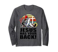 Jiu Jitsu brasiliano Gesù ti guarda le spalle Divertente BJJ Maglia a Manica