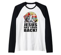 Jiu Jitsu brasiliano Gesù ti guarda le spalle Divertente BJJ Maglia con Maniche Raglan