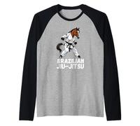 Jiu-Jitsu Cavallo Brasiliano Gi Cintura Nera Artista di Arti Marziali Maglia con Maniche Raglan
