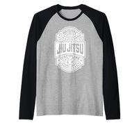 Jiu Jitsu Grappling BJJ MMA Fighter Vintage Whisky Label Maglia con Maniche Raglan