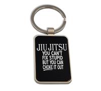 Jiu Jitsu Jujutsu You Can't Fix Stupid But Choke It Out Funny, portachiavi in vetro nero, portachiavi personalizzato