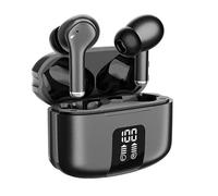 Jiubei Cuffie wireless M48 Bluetooth 5.3 IPx6 con riduzione del rumore ANC+ ENC e custodia di ricarica per iOS/Android/PC con controllo tattile