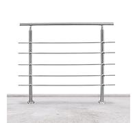 Jiubiaz - Corrimano in acciaio inox, 150 cm con 5 barre trasversali, adatto ad ambienti interni ed esterni, ringhiera per scale, parapetto, balcone