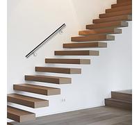 Jiubiaz Corrimano in acciaio inox, ringhiera da parete, per interni ed esterni, asta con supporto da parete e tappi terminali, Ø 42 mm, lunghezza: 150 cm