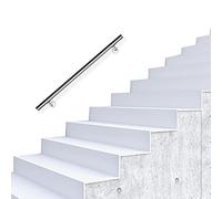 Jiubiaz Corrimano in acciaio inox, ringhiera da parete, per interni ed esterni, asta con supporto da parete e tappi terminali, Ø 42 mm, lunghezza: 100 cm