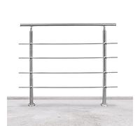 Jiubiaz - Corrimano universale in acciaio inox, 160 cm, adatto ad ambienti interni ed esterni, con 2 barre trasversali, ringhiera per scale