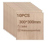 Jiubiaz Pannelli in compensato da 3 mm, 300 x 300 mm, 10 pezzi, per bricolage, per modellismo, taglio laser, incisione per legno, pittura a olio fai da te