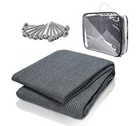 Jiubiaz Tappeto per Tende da Campeggio, Tenda da Sole, con 12 Fori, 13 picchetti e Borsa per Il Trasporto, Traspirante, Antiscivolo, Lavabile (Grigio e Blu, 250 x 550 cm)