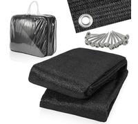 Jiubiaz Tappeto per Tende da Sole, da Campeggio, con 12 Fori, 13 picchetti e Borsa per Il Trasporto, Traspirante, Antiscivolo, Lavabile, Tappetino da Campeggio (Nero, 400 x 400 cm)