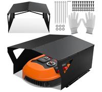 Jiubiaz Tettoia di protezione zincata per tosaerba, robot tosaerba, con guanti e protezione UV, ideale contro pioggia e grandine, 78 x 60 x 34 cm, colore nero