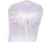 JIUERYY 50 nastri in organza, per sedia, fiocchi di nozze, decorazione per cerimonia, festa, evento, compleanno, 17 x 275 cm, beige