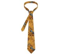 JIUFOTK Blue Bird Perched On Branches Classic Ties for Men Trendy Graphic Printing Necktie Wedding Business