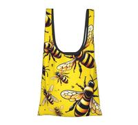 JIUFOTK Borsa per la spesa pieghevole e riutilizzabile Bee Mode Buzz, borsa portatile per l'uso quotidiano.
