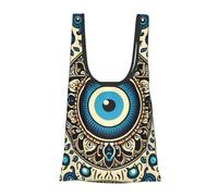 JIUFOTK Borsa per la spesa pieghevole e riutilizzabile con amuleto turco contro il malocchio, borsa portatile per la spesa quotidiana