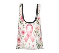 JIUFOTK Borsa per la spesa pieghevole e riutilizzabile con il simbolo della speranza nella lotta contro il cancro al seno, borsa portatile per la spesa quotidiana.