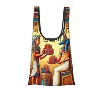 JIUFOTK Borsa per la spesa pieghevole e riutilizzabile con motivo dell'antico Egitto, borsa portatile per l'uso quotidiano.