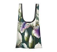 JIUFOTK Borsa per la spesa pieghevole e riutilizzabile con motivo floreale di iris, borsa portatile per l'uso quotidiano.