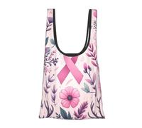 JIUFOTK Borsa per la spesa pieghevole e riutilizzabile con nastro simbolo della lotta contro il cancro al seno, borsa portatile per l'uso quotidiano.